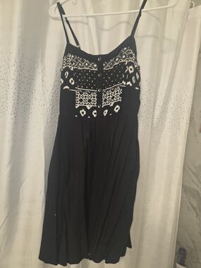 Express Black Spaghetti Strap Dress with White Embroidered Bodice